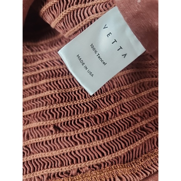 VETTA XS Capsule Convertible Smocked Tie Tank Top Rust  Sustainable Chic USA - Picture 8 of 10